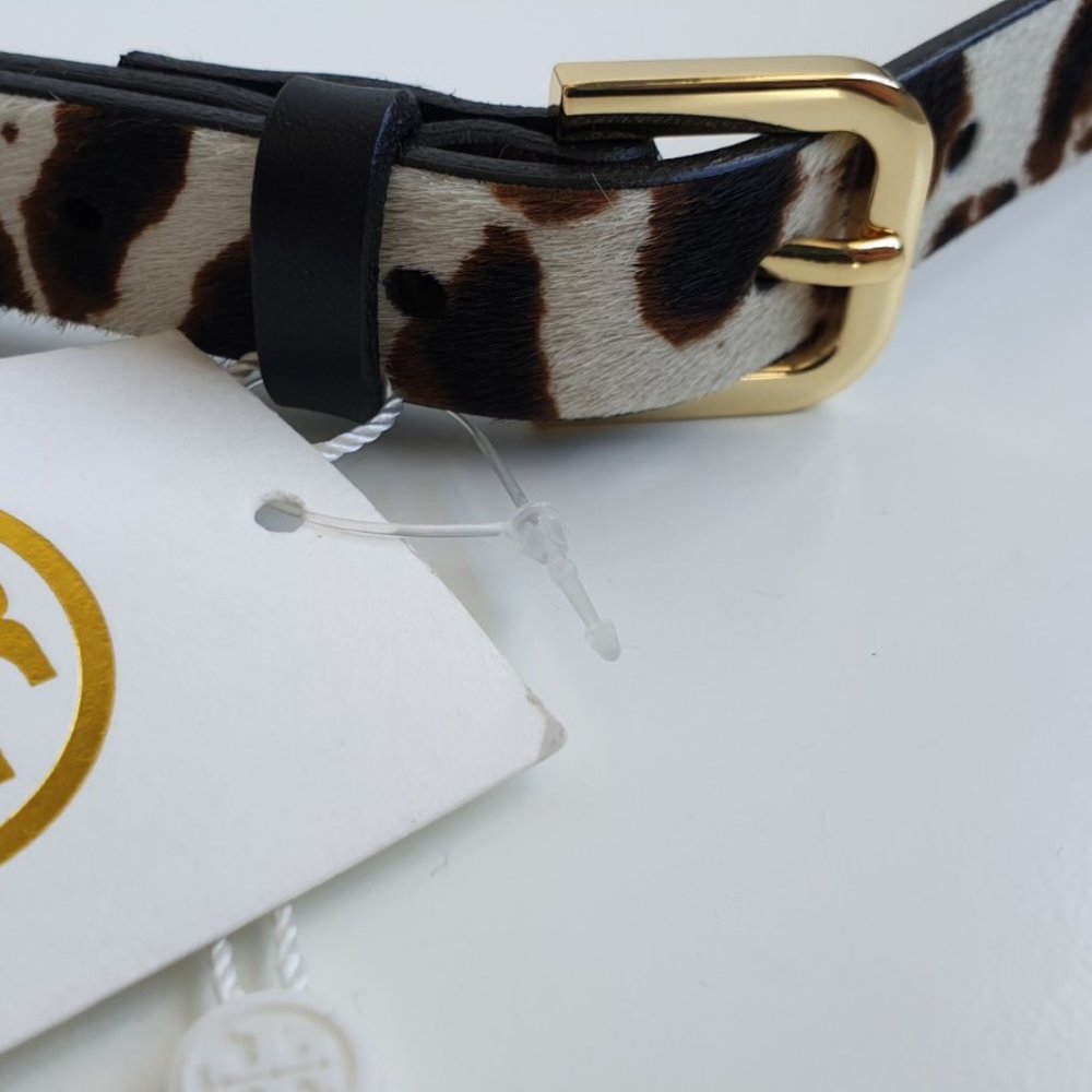 Tory Burch 7/8" Mixed Material Hair Calfbelt